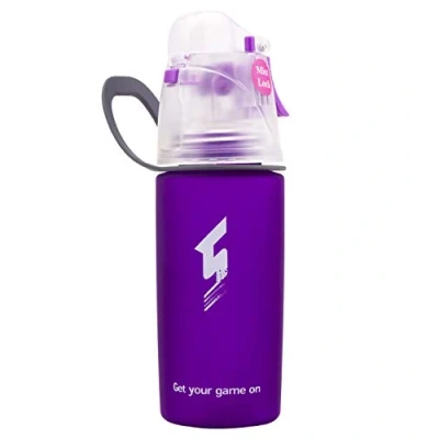 Image of Sports Water Bottle Drink Spray, BPA Free Quick Flow Opens With One Click Leakproof Cup for Cycling Fitness Camping Hiking Outdoor (Purple M)