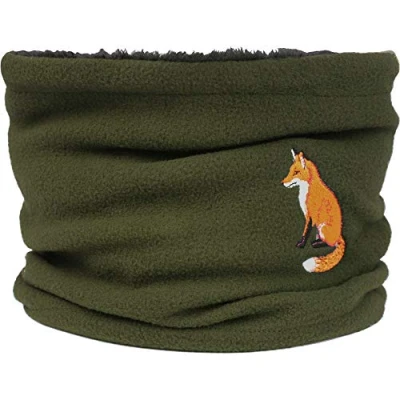 Image of TeddyTs Women&#039;s Embroidered Fox Fleece Snood Scarf (Woodland Green)
