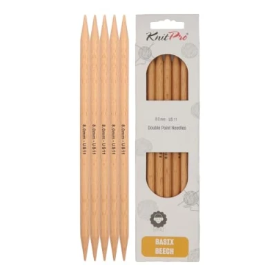 Image of KnitPro Basix Birch double point. needles 20cm 8.00mm 3pcs