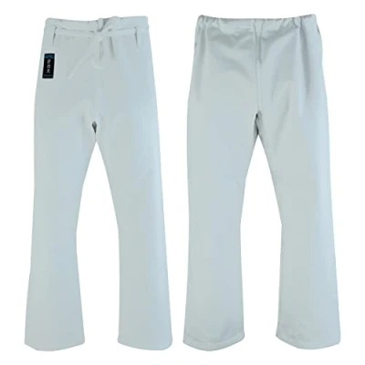 Image of Playwell Martial Arts Karate Heavy Weight Canvas 14oz Gi Kata Traditional Tie Waist Pants White (3/160cm)