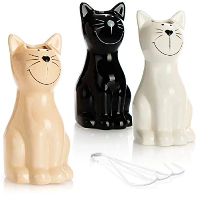 Image of com four® 3x air humidifier heating radiator in white, black, beige water evaporator made of ceramic cat design
