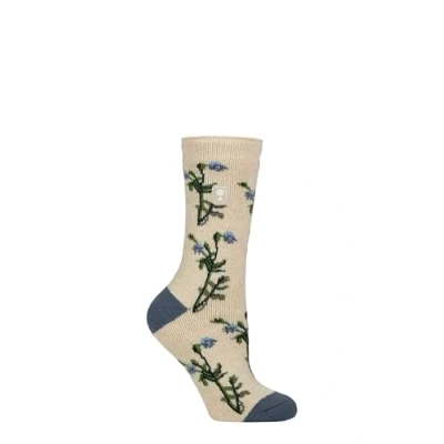 Image of Women&#039;s 1 Pair SOCKSHOP Heat Holders 1.6 TOG Lite RHS The Royal Horticultural Society Thermal Socks Foliage Oat 4 8