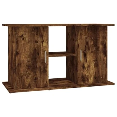Image of vidaXL Aquarium Stand, Smoked Oak Engineered Wood, Fish Tank Base with Ample Storage and Stylish Design for Homes