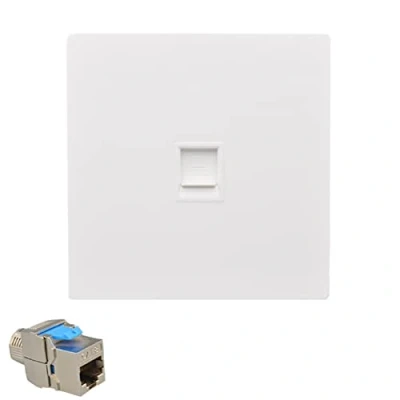 Image of SanSixi 1 Port CAT8 CAT7 RJ45 86 Type Wall Panel CAT.7 LAN Faceplate CAT.8 Network Socket Ethernet Cable Net Plug Shield (CAT8)