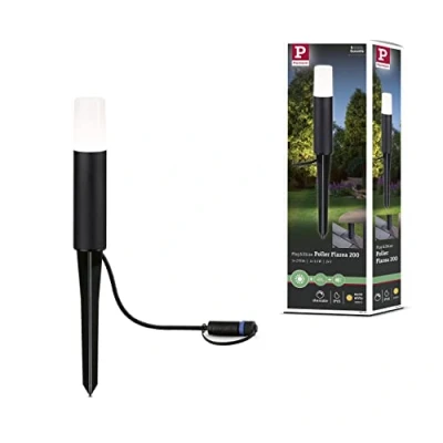 Image of Paulmann 94533 Plug &amp; Shine LED outdoor luminaire bollard Flarea IP65 200mm Warm White incl. 1x3.6W dimmable black Metal 3000K