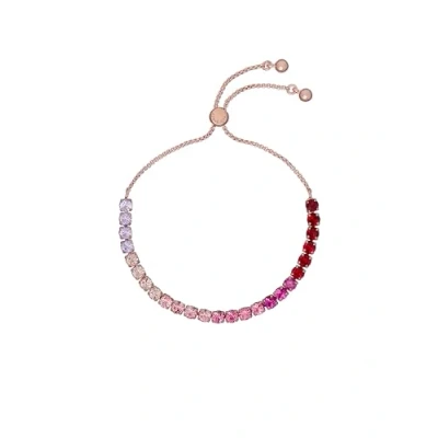 Image of Ted Baker Melrah Icon Crystal Adjustable Tennis Bracelet For Women (Rose Gold Tone/Pink Ombre Crystal)