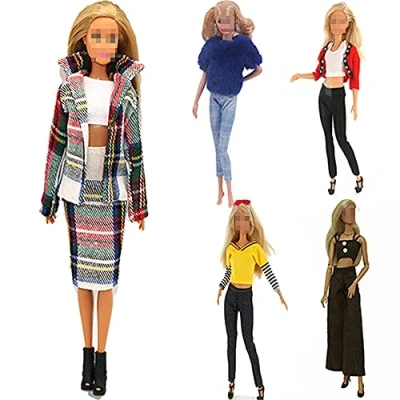 Image of Lance Home Doll Clothes, 5 Sets Scotland Outfits Autumn Dresses Fall clothes Windbreaker Pants Shoes Bag Hat For 29cm Dolls Accessories Baby Gifts (F)
