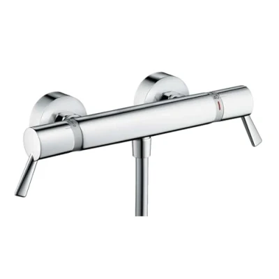 Image of hansgrohe 13117000 Ecostat Thermostatic Shower Mixer Comfort Care with Extra Long Handles, Chrome, Silver, 1.00