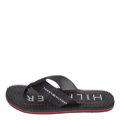 Image of Tommy Hilfiger Men Massage Footbed Beach Sandal Flip Flops Pool Slides, Black (Black), 40 EU