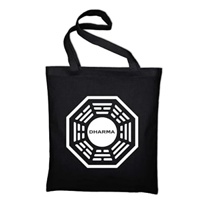 Image of STYLETEX23 Lost Dharma Initiative Canvas Tote Shopper Bag Unisex, Black