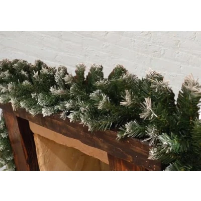 Image of Snow Tipped Green Christmas Garland Decoration 270cm (9ft) x 25cm