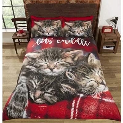 Image of Rapport Cuddle Cats Duvet Set, Multi, King 230 x 220 cms