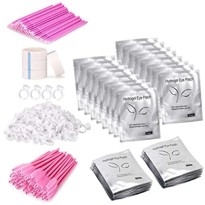 Image of 404 pcs Eyelash Extension Kit Eye Pads for Extensions, Brush, Glue Rings, Micro Brushes Disposable Applicator, Lash Tape (5 kinds, Kit)