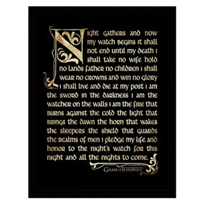 Image of Pyramid International Game of Thrones (Season 3 Nightwatch Oath) Framed Print Memorabilia, Multi Colour, 30 x 40 cm