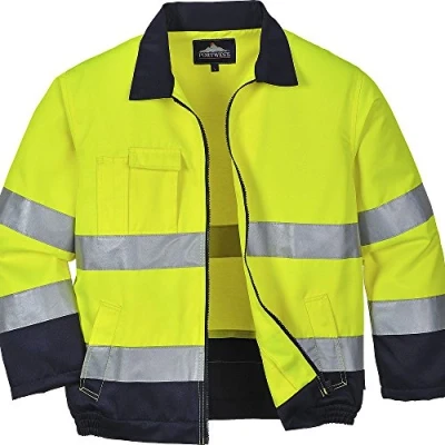Image of Portwest Madrid Hi Vis Jacket, Size: L, Colour: Yellow/Navy, TX70YNRL