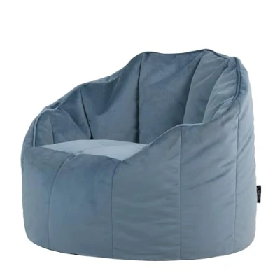 Image of icon Sirena Bean Bag Chair, Mineral Blue, Velvet Floor Adult with Filling Included, Lounge Bedroom Accent Chair