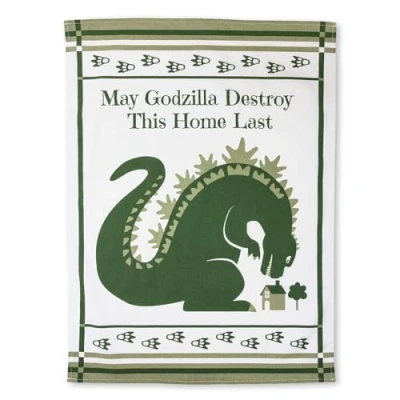 Image of getDigital May Godzilla Destroy This Home Last Dish Cloth A Funny Blessing Kitchen Towel for Geeks and Monster Movie Fans 100% Cotton, Absorbent Machine Washable