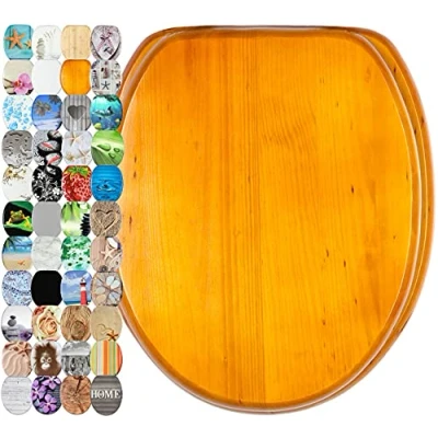 Image of Sanilo Soft Close Toilet Seat, Stable Hinges, Easy to Mount, Wooden Seat Wood