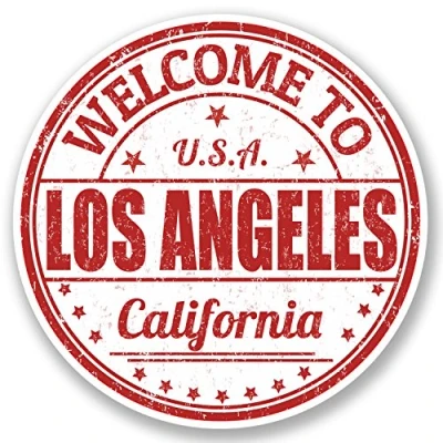 Image of 2 x 10cm Los Angeles California USA Vinyl Sticker Bike Laptop Travel Tag #5217 (10cm 10cm)