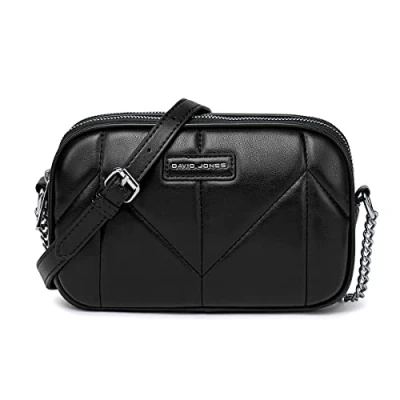 Image of David Jones Women&#039;s Small Crossbody Bag Zip Ladies PU Leather Shoulder 2 Compartments Multi Pocket Mini Purse Handbag Clutch Work Travel City Evening Party Phone Black