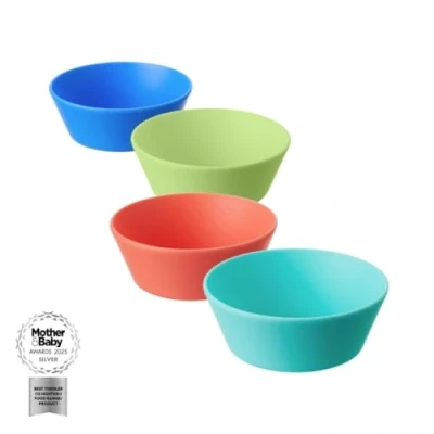 Image of Nuby Good Square Meal Toddler Weaning Bowls Durable Dishwasher Safe Self Feeding (Pack of 4)