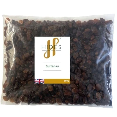 Image of Hides Fine Foods Sultanas 500g GMO Free Suitable for Vegetarians Baking Desserts Cakes Cookies Tart Mince Pies Granola