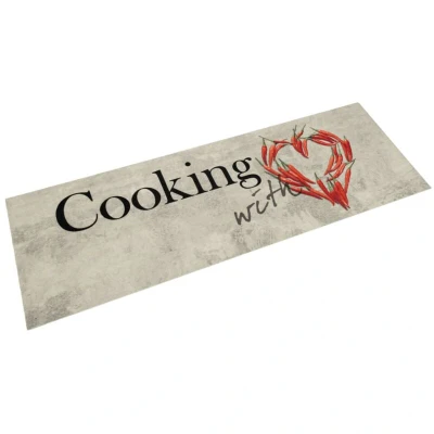 Image of vidaXL Kitchen Rug Washable Peper Cooking 45x150 cm Velvet