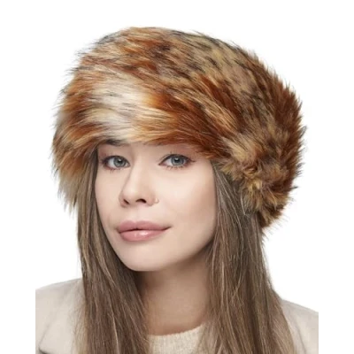 Image of Futrzane Classic Headband Faux Fur Headbands for Women Furry Band Winter Size S (Orange Classic)