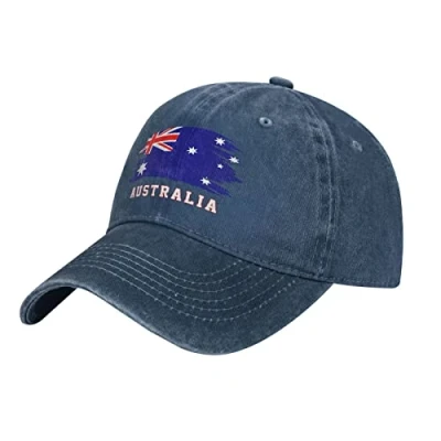 Image of BAAROO Navy Cool Australia Flag Australian Aussie Baseball Cap Patriotic Men Vintage Cotton Washed Denim Unisex Hats