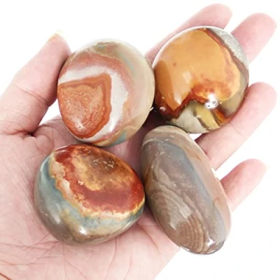 Image of Orientrea Ocean Jasper Palm Stone 4 Pcs Pocket Energy Stone, Smooth Healing Crystal and Worry Stones (Ocean jasper)