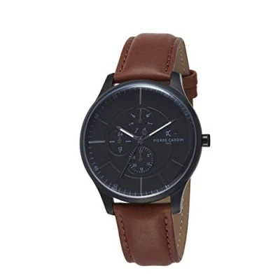 Image of Pierre Cardin Men&#039;s Multi Dial Quartz Watch with Leather Strap PC902731F119