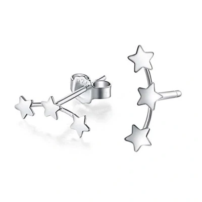 Image of Iszie 925 Sterling Silver Mini Triple Stars Climber Earrings Star Stud for Women