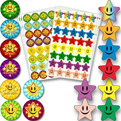 Image of Innoveem Star Stickers For Children Premium Quality School Teachers To Praise Good Work &amp; Behaviour Smiley Small Reward Chart With Strong Adhesive Glue [240 Pack]