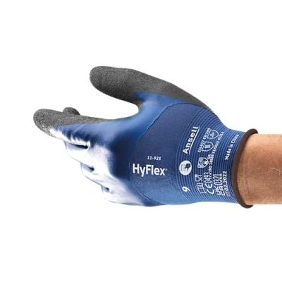 Image of Ansell HyFlex 11 925 Professional Work Gloves, Waterproof and Oil Resistant Nitrile Coating, Multipurpose Protection Mechanical Industrial Safety, Blue, Size S (1 Pair)