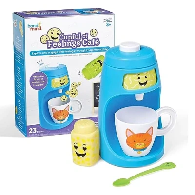 Image of Learning Resources 95386 Cupful of Feelings Café, Kids Coffee Maker Playset, Imaginative, Play Therapy Toys, Social Emotional Activities, Calm Down Corner Supplies, One Size
