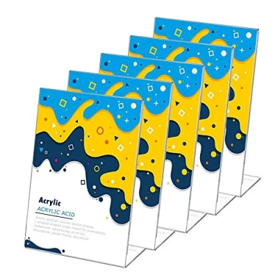 Image of Display4top A4 Acrylic Poster Menu Holder, Leaflet Display Stands,Great for Promotions, Restaurants, Photo Frames, Documents &amp; More(5pcs)