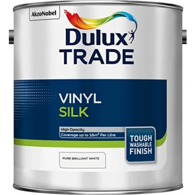 Image of Dulux Trade Vinyl Silk, Pure Brilliant White 2.5L