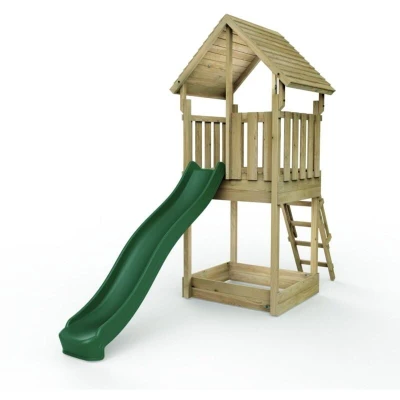 Image of Rebo® Modular Wooden Climbing Frame Adventure Playset Tower with Roof OutdoorToys Kids&#039; Outdoor Garden Play Equipment, Children&#039;s Jungle Gym