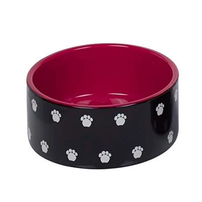 Image of Nobby Pata Ceramic Bowl, Black/Red, Diameter 18 x 7 cm, 1.10 L, Pack of 1