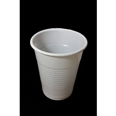 Image of 100 White Plastic 7oz Disposable Cups Drinking Glass Vending Style