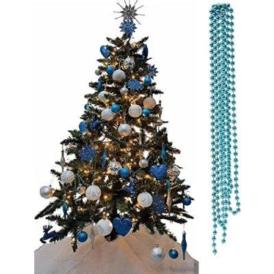 Image of UKDeals Direct® TURQUOISE COLLECTION CHRISTMAS DROPLET BAUBLES TREE DECORATIONS GLITTER MATT ICICLES… (3mtr Garland Bead)