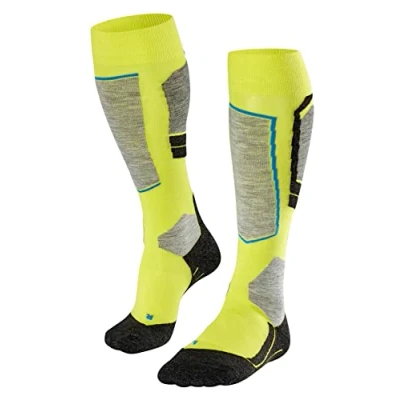 Image of FALKE Men&#039;s SK4 Advanced M KH Wool Warm Thin 1 Pair Skiing Socks, Yellow (Limepunch 1085), 9.5 10.5
