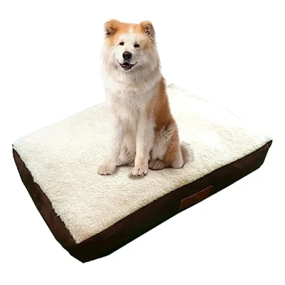 Image of Ellie Bo XL Memory Foam Dog Bed for 42 inch Cage/Crate Brown Faux Suede/Sheepskin
