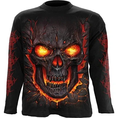 Image of Spiral Men Skull Lava Longsleeve T Shirt Black X Large