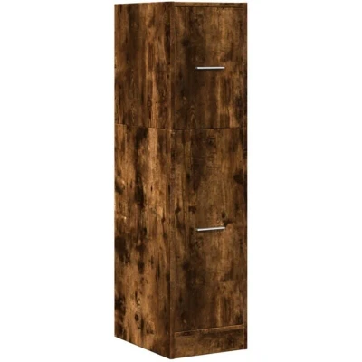 Image of vidaXL Apothecary Cabinet Storage Drawer Smoked Oak Engineered Wood, 30x41x118 cm, 3 Chest for Home/Office, Versatile Sideboard