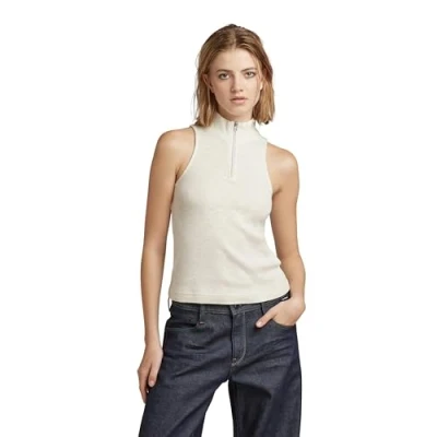 Image of G Star RAW Womens Cycling Ultra Slim Zip Top Cream Cotton Size Large