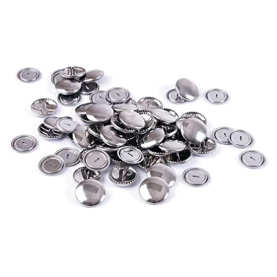 Image of Hemline Self Cover Buttons Shells Trims Metal Top 11mm No Sewing Or Tool Required Pack of 25