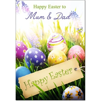 Image of doodlecards Mum and Dad Easter Card Medium Size with Plain Envelope