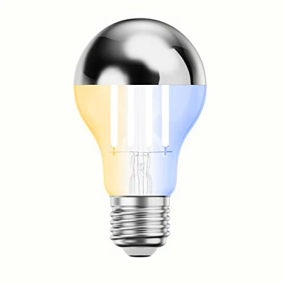 Image of ledscom.de E27 LED Bulb, A60, Warm White Cool (2700 7000 K), 4.8 W, 486lm, Smart Home, WLAN, Alexa, Head Mirror (Silver), Light Base, Energy Saving Classic, Bulb