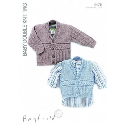 Image of Sirdar Baby Hayfield DK Cardigans Knitting Pattern 4426 by